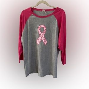Breast Cancer Awareness 3/4 length sleeves XL
